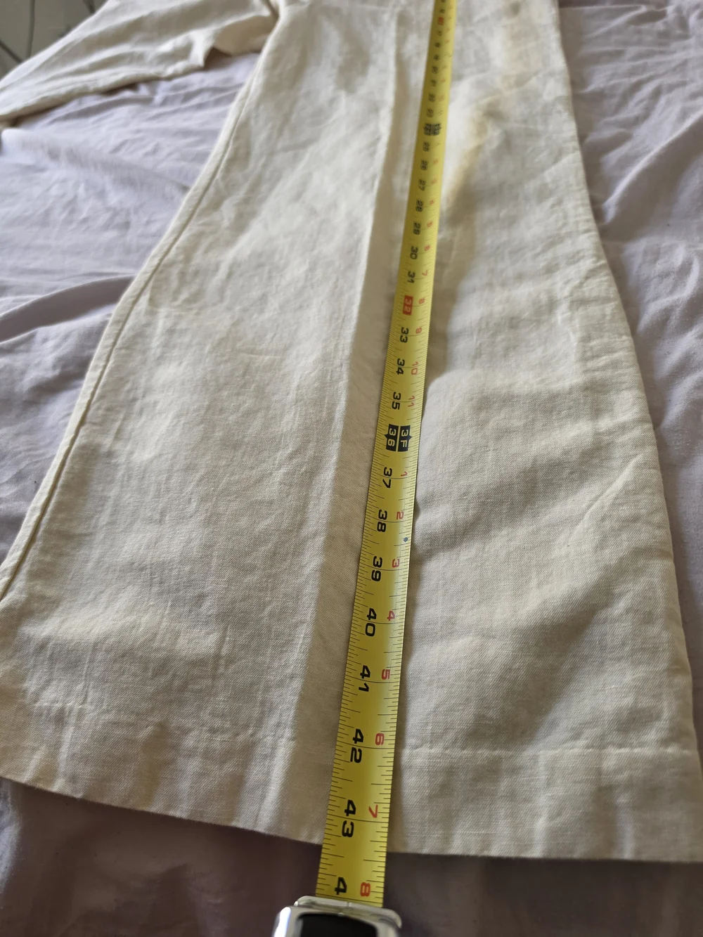 Zara High Waist Wide Leg Linen Blend Pants Ecru Cream Size L